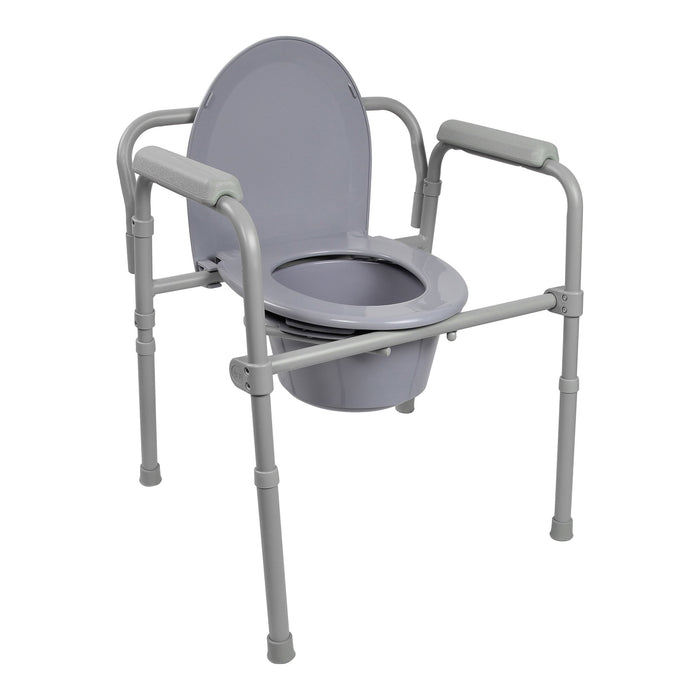 McKesson Folding Steel Frame Commode with 7.5 QT Bucket