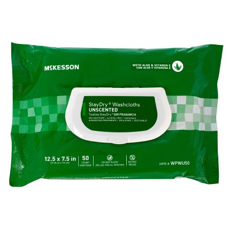 McKesson StayDry Disposable Washcloths with Aloe / Vitamin E Unscented