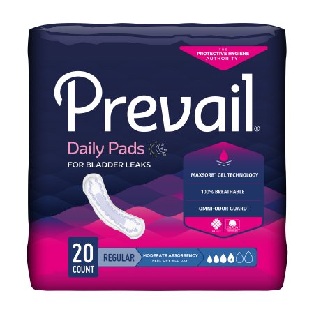 Prevail Bladder Control Moderate Pad White, Latex Free 9-1/4"