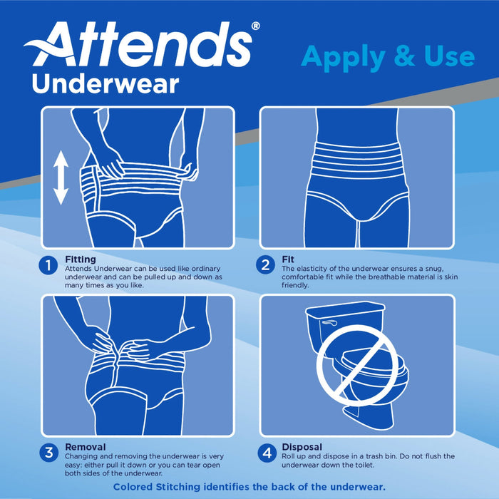 Unisex Adult Absorbent Underwear Attends® Pull On with Tear Away Seams