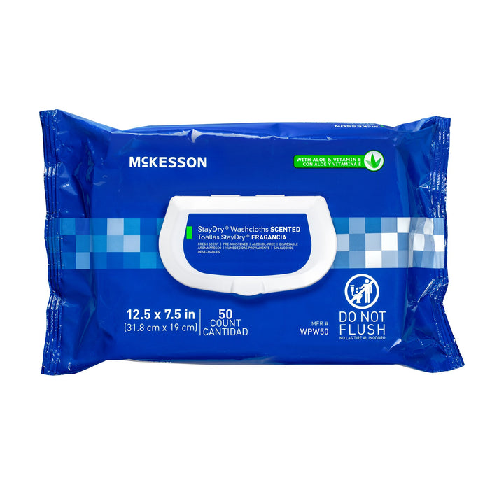 McKesson StayDry Disposable Washcloths with Aloe / Vitamin E Scented