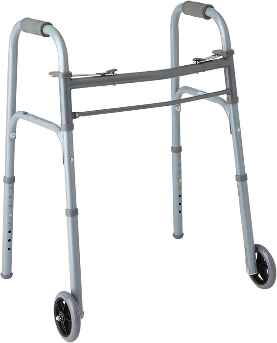 Medline Youth Two-Button Folding Walkers with 5" Wheels