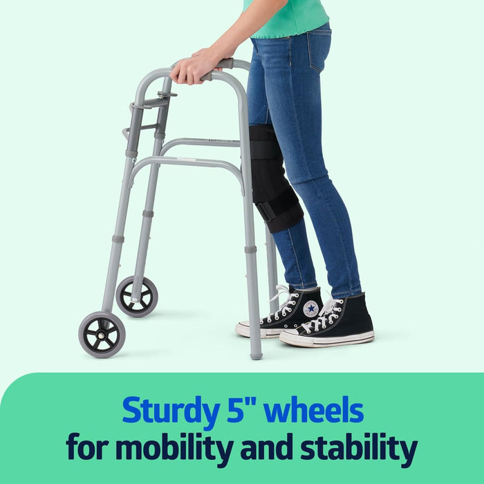 Medline Youth Two-Button Folding Walkers with 5" Wheels