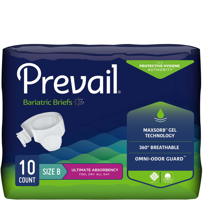 Unisex Adult Incontinence Brief Prevail Bariatric Disposable Heavy Absorbency