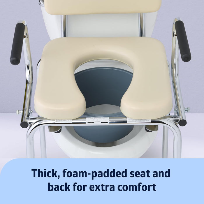 Medline Padded Steel Drop-Arm Commode with Clip-On Seat