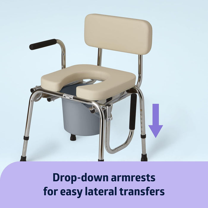 Medline Padded Steel Drop-Arm Commode with Clip-On Seat