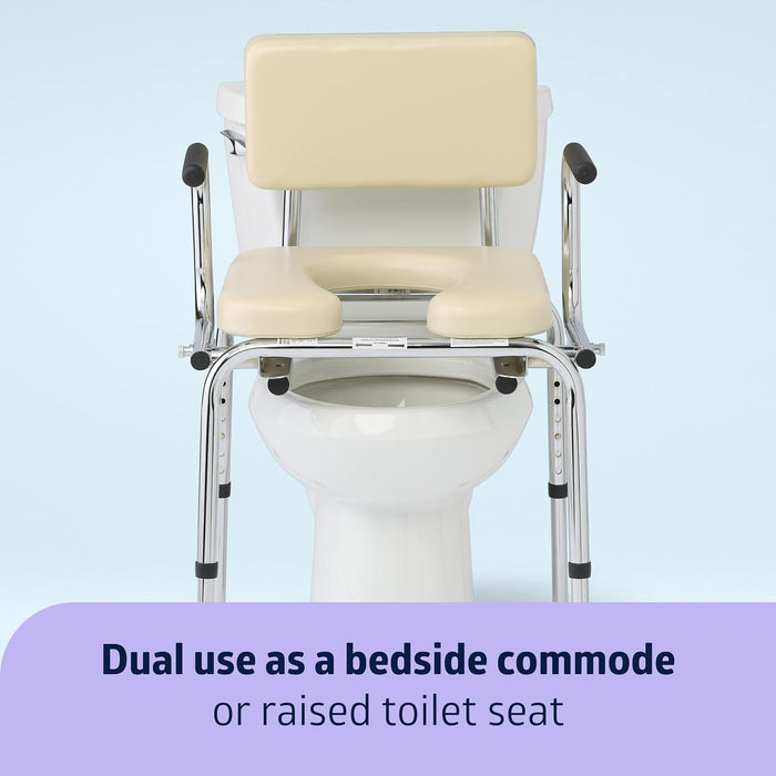 Medline Padded Steel Drop-Arm Commode with Clip-On Seat