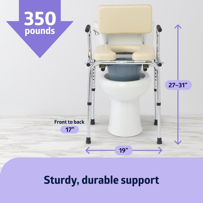 Medline Padded Steel Drop-Arm Commode with Clip-On Seat
