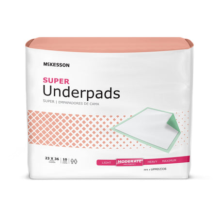 McKesson Super Underpads Fluff Polymer Disposable - Moderate Absorbency