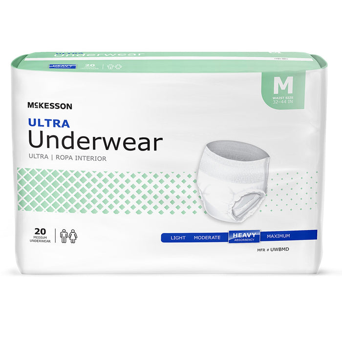 McKesson Ultra Underwear Unisex Pull On with Tear Away Seams Heavy Absorbency