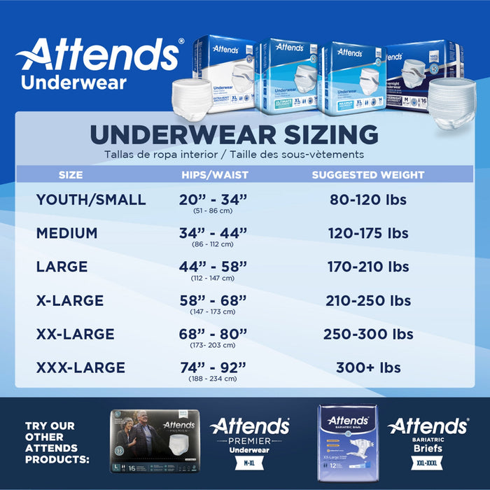 Unisex Adult Absorbent Underwear Attends® Overnight Pull On with Tear Away Seams