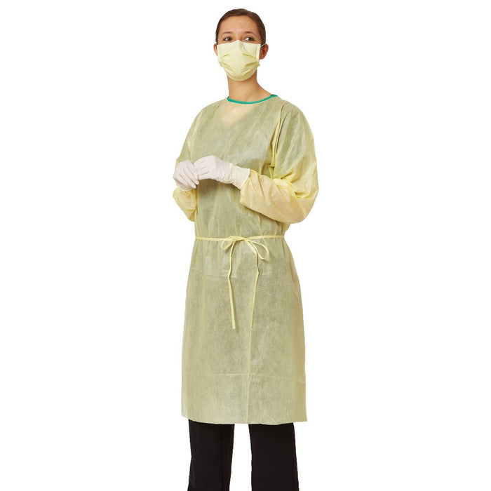 Medline NONLV200 Medline Disposable SMS Medium-Weight Isolation Gowns, Side Ties, Case of 100