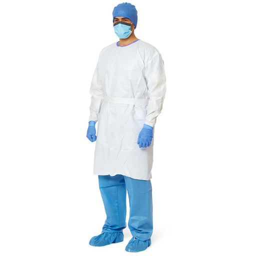 Medline NONLV350 AAMI Level 3 Fluid-Resistant Microporous Film Isolation Gowns, Regular, Case of 50