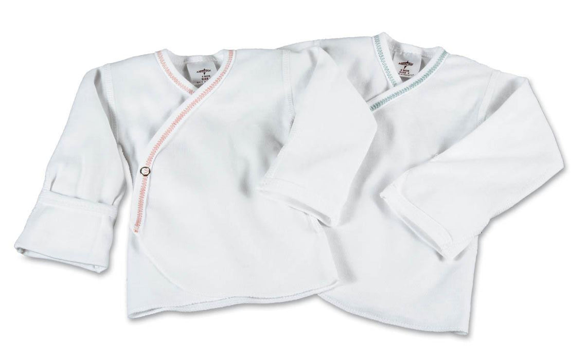 Medline MDT2112701 Medline Snap-Side Infant Shirts, SHIRT,BABY,SNAPSIDE,MITTEN CUFF,3MO,6DZ, 12 Each / Dozen