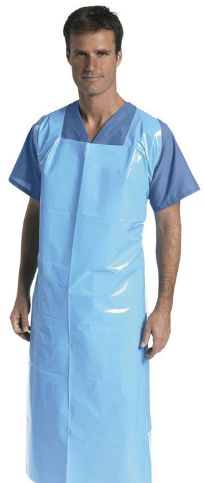 Medline NON24280 Medline Heavyweight Cysto-Style Plastic Aprons, APRON,PULLOVER,POLY,HVYWT,BLU,41"X62", Case of 100