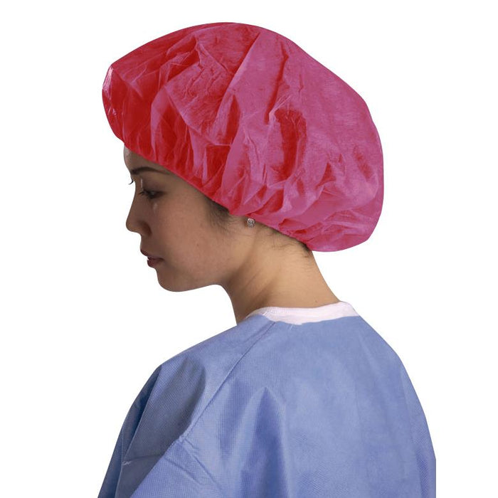 Medline CRI1009 Medline Single-Ply Polypropylene Bouffant Caps, CAP,BOUFFANT,SPUNBOND,RED,24", 500 Each / Case