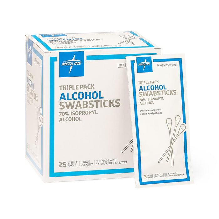 Medline Sterile Triple-Pack Alcohol Swabsticks