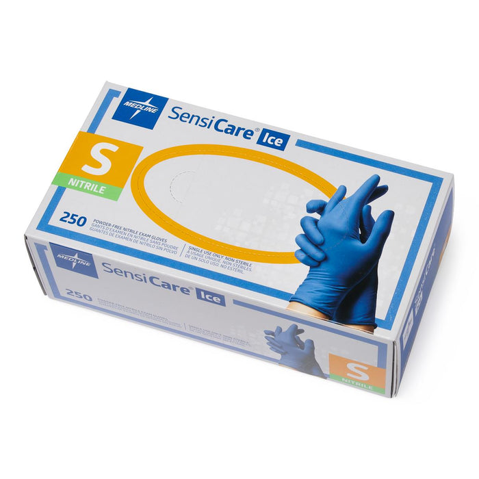 Medline SensiCare Ice Blue Nitrile Exam Gloves