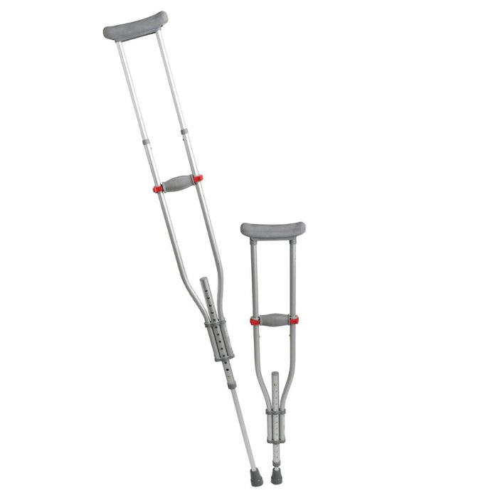 Medline Quick-Fit Aluminum Crutches with Red Dot Hand Grip