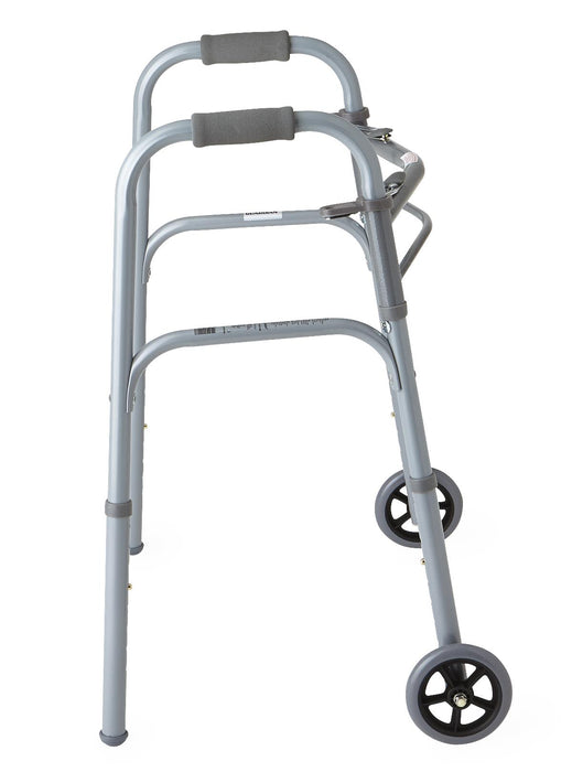 Medline Youth Two-Button Folding Walkers with 5" Wheels