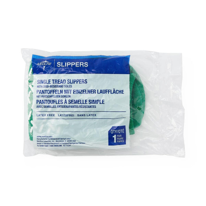 Medline MDT211218MIH Medline Single-Tread Terry Patient Slippers, SLIPPER,GRIPPER,MEDIUM,GREEN,1/PR, #####