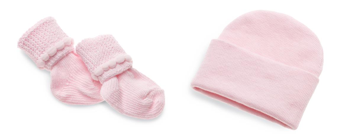 Medline MDT211432P Medline Infant Cap and Bootie Sets, SET,WARMER,HEAD,FOOT,PINK, 12 Each / Dozen