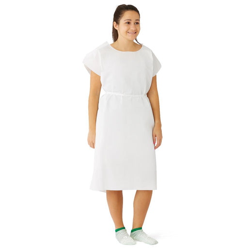 Medline NON24355 Medline Reinforced Tissue Patient Gowns, GOWN,PATIENT,DELUXE,T/P/T,WHITE,30X42", 50 Each / Case