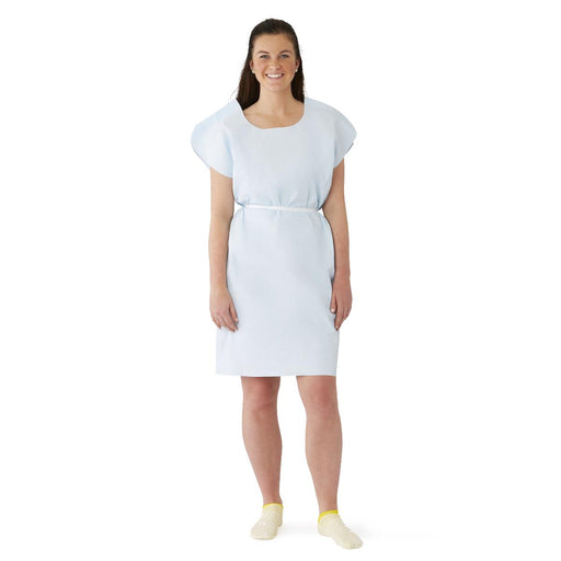 Medline NON24356 Medline Reinforced Tissue Patient Gowns, GOWN,PATIENT,DELUXE,T/P/T,BLUE,30X42", 50 Each / Case