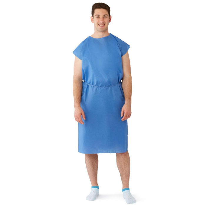 Medline NON27046 Medline Disposable Multilayer Patient Gowns, Blue, Case of 50