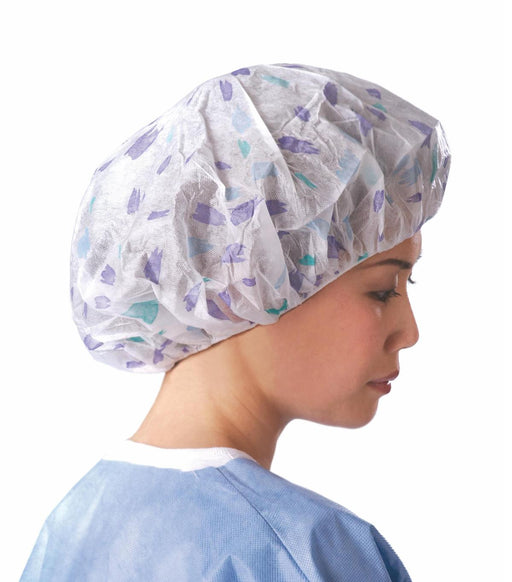 Medline NON28229 Medline Pro Series Bouffant Caps, CAP,BOUFFANT,BRUSH STROKE PRINT,24", 500 Each / Case