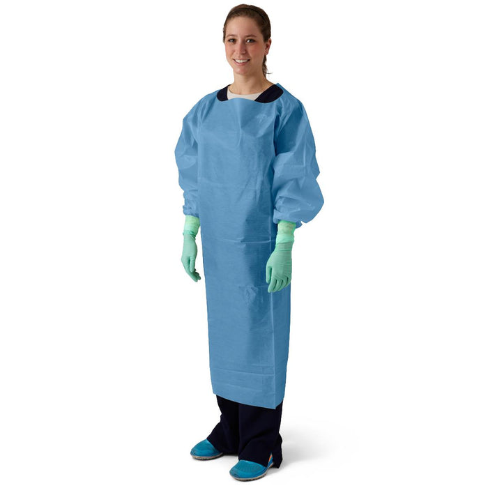 Medline Poly-Coated Over-The-Head Protective Gowns with Open Back