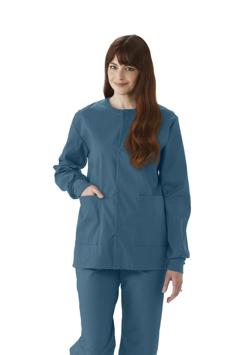 Medline 8832JCBXXXL ComfortEase Unisex Crew-Neck Warm-Up Jackets, Caribbean Blue, 3XL