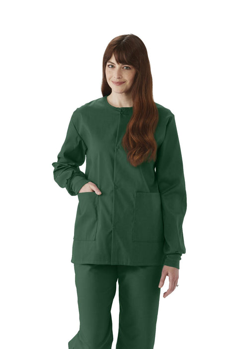 Medline 8832JEGS ComfortEase Unisex Crew-Neck Warm-Up Jackets, Evergreen, S