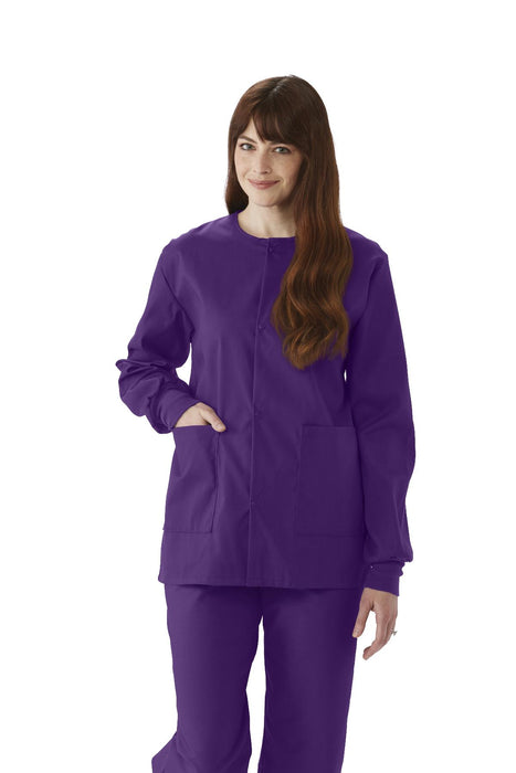 Medline 8832JPPXXXL ComfortEase Unisex Crew-Neck Warm-Up Jackets, Purple, 3XL