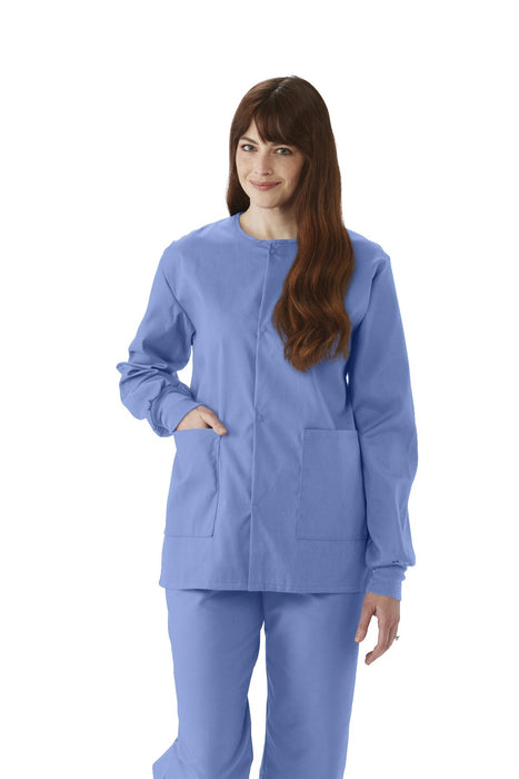 Medline 8832JTHXXXL ComfortEase Unisex Crew-Neck Warm-Up Jackets, Ceil Blue, 3XL