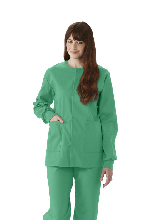 Medline 8832JTJL ComfortEase Unisex Crew-Neck Warm-Up Jackets, Jade, L