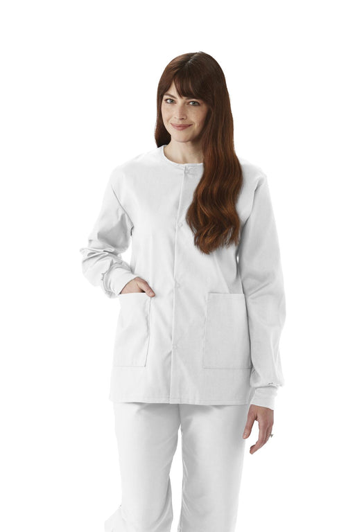 Medline 8832XTQXXXL ComfortEase Unisex Crew-Neck Warm-Up Jackets, White, 3XL