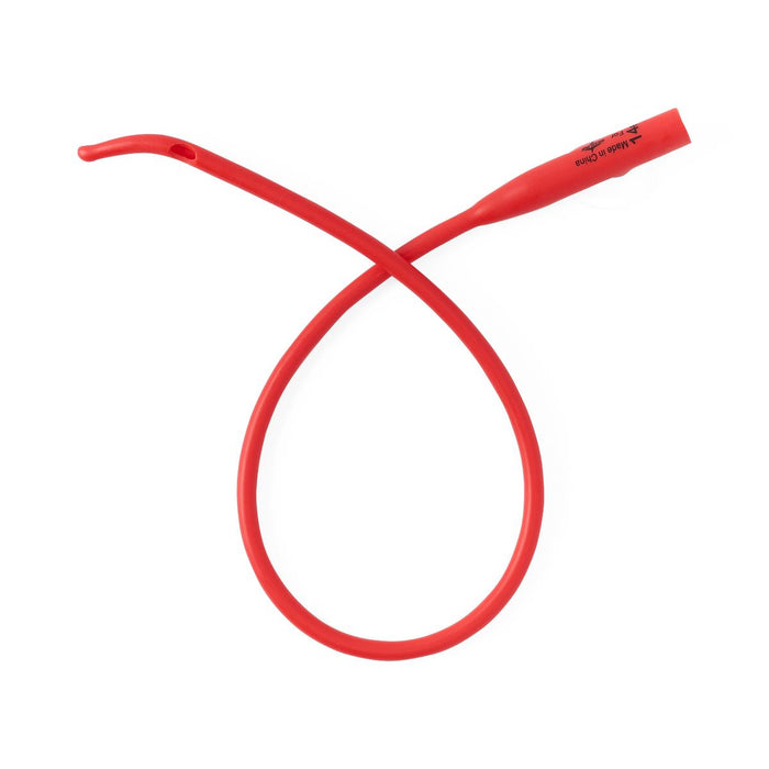 Medline Red Rubber Latex Urethral Intermittent Catheter with Coude Tip