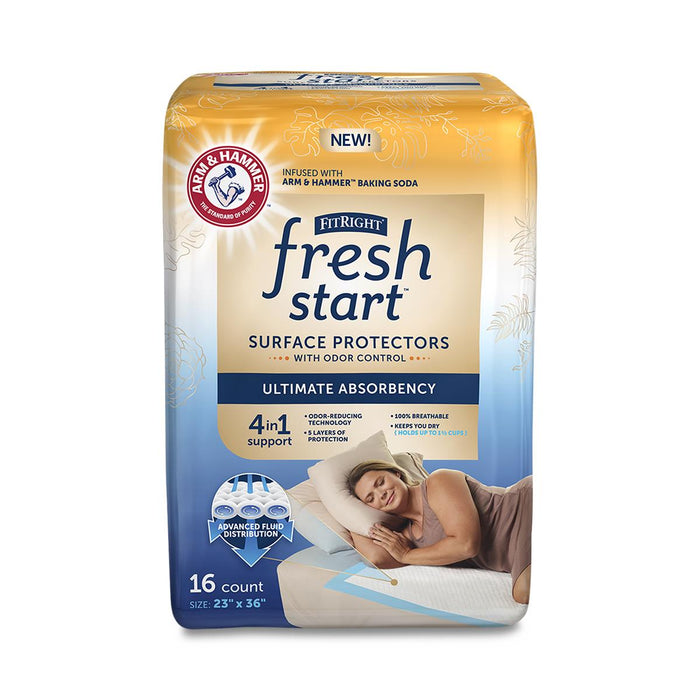 Fit Right Fresh Start Underpads with Arm & Hammer Baking Soda for Odor Control