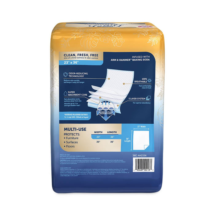 Fit Right Fresh Start Underpads with Arm & Hammer Baking Soda for Odor Control