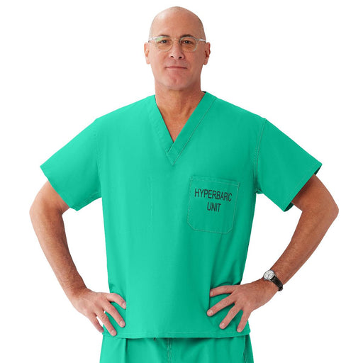 Medline H6580JADXL-CM CottonCare Hyperbaric Unisex Scrub Tops, Jade, XL