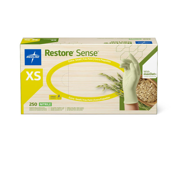 Medline Restore Sense Powder-Free Nitrile Exam Gloves with maxOat+