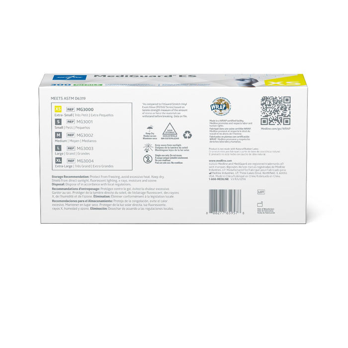 Medline MediGuard ES powder-free nitrile exam gloves, size XS, box of 300, view 2
