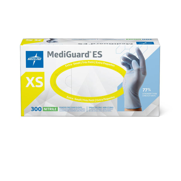Medline MediGuard ES powder-free nitrile exam gloves, size XS, box of 300, view 1