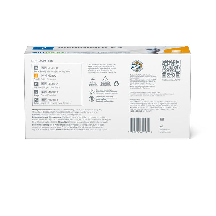 Medline MediGuard ES powder-free nitrile exam gloves, size S, box of 300, view 2