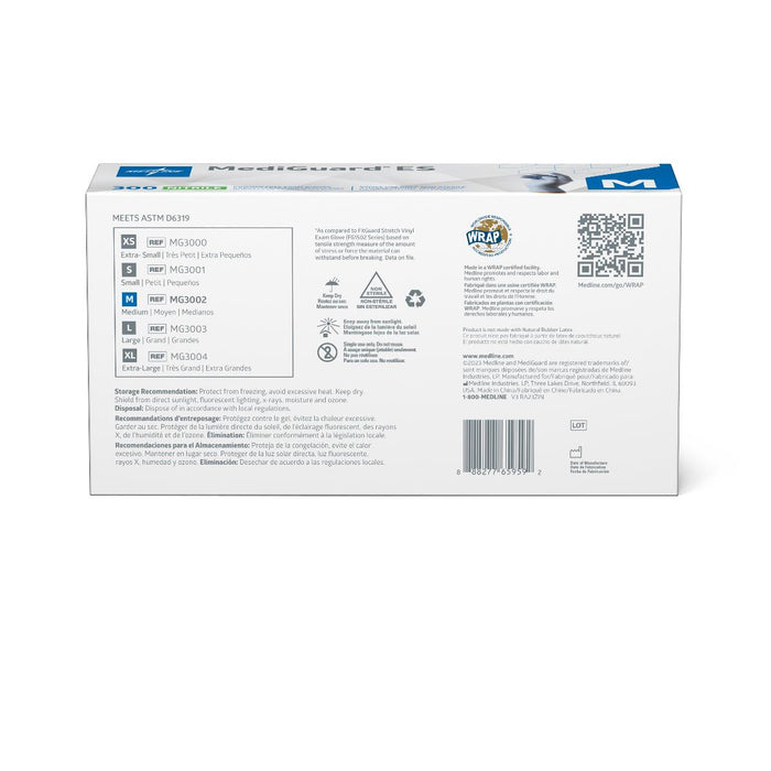 Medline MediGuard ES powder-free nitrile exam gloves, size M, box of 300, view 2