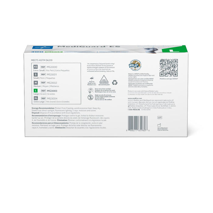 Medline MediGuard ES powder-free nitrile exam gloves, size L, box of 300, view 2