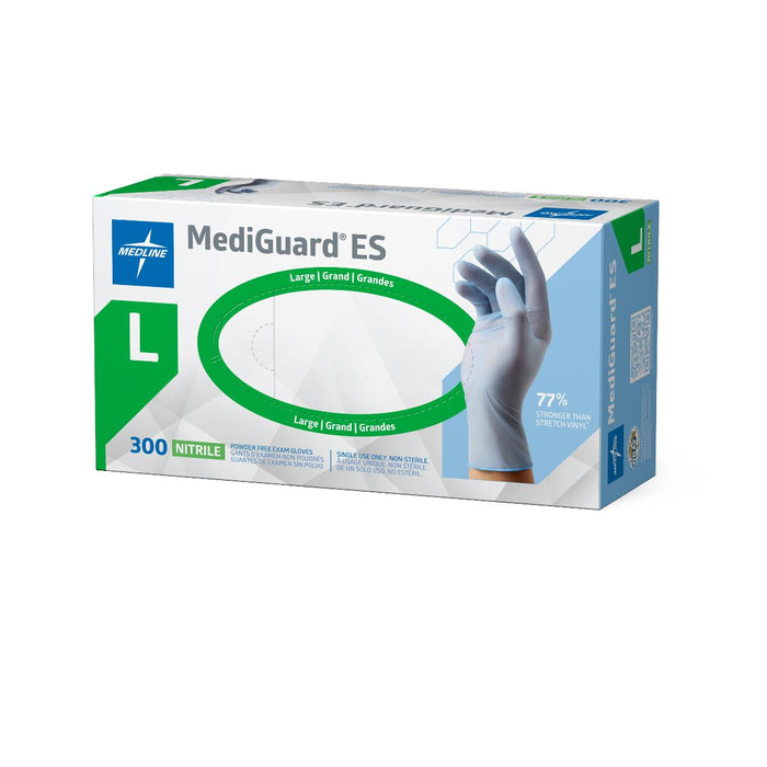 Medline MediGuard ES powder-free nitrile exam gloves, size L, box of 300, view 3
