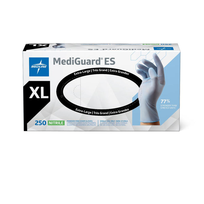 Medline MediGuard ES powder-free nitrile exam gloves, size XL, box of 250, view 1