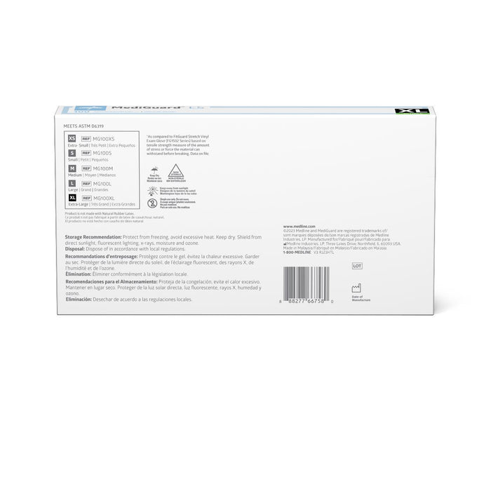 Medline MediGuard ES powder-free nitrile exam gloves, size XL, box of 100, view 2